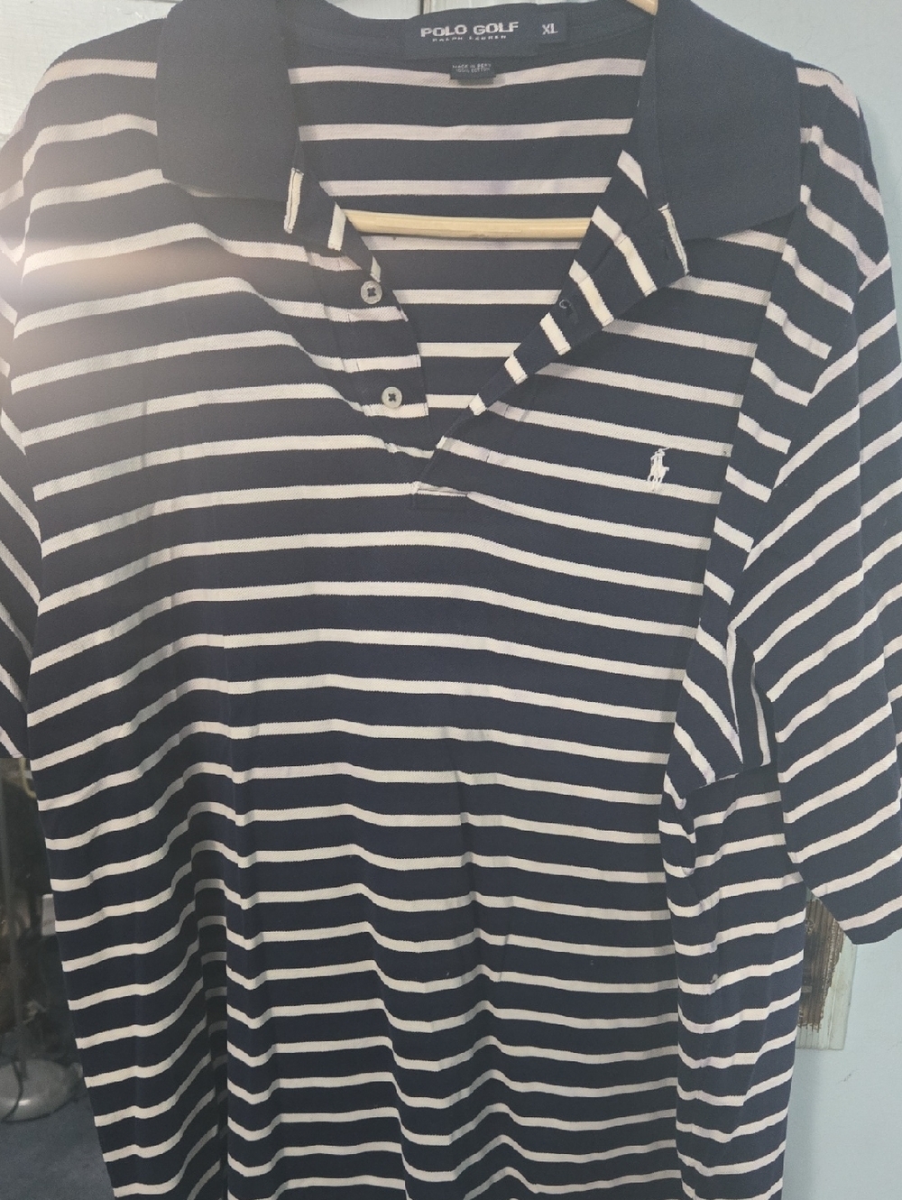 Polo Golf Ralph Lauren Navy & White Striped Polo Shirt